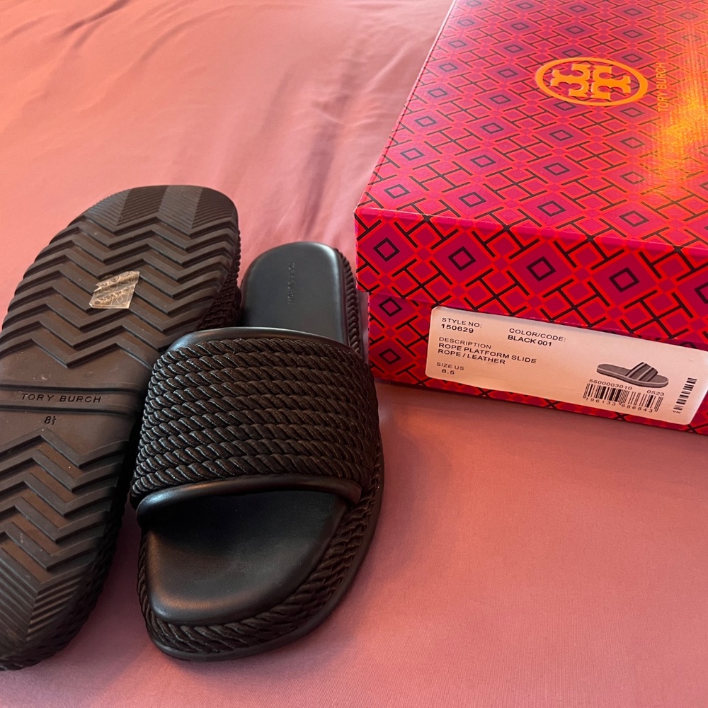 Tory Burch Black Rope Slide Sandals - Picture 3 of 3